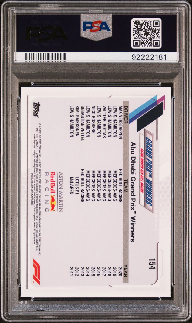 2021 Topps Chrome F1 Max Verstappen Sapphire Edition PSA 6