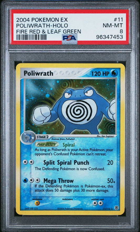 2004 Pokemon Ex Poliwrath HOLO fire red & leaf green PSA 8