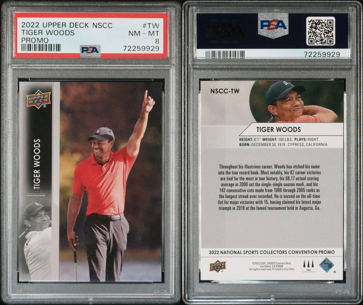 2022 Upper Deck NSCC Tiger Woods Promo PSA 8