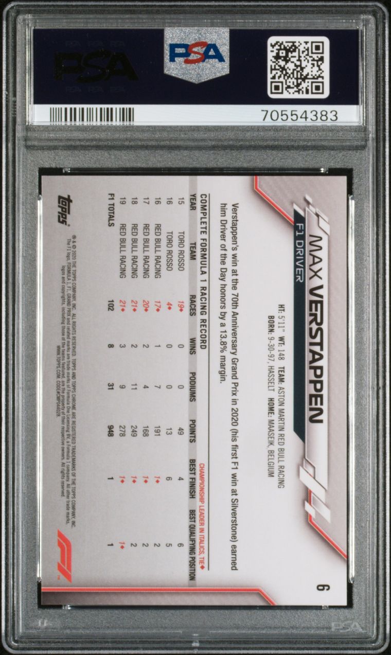 2020 Max Verstappen ROOKIE Topps Chrome PSA 9