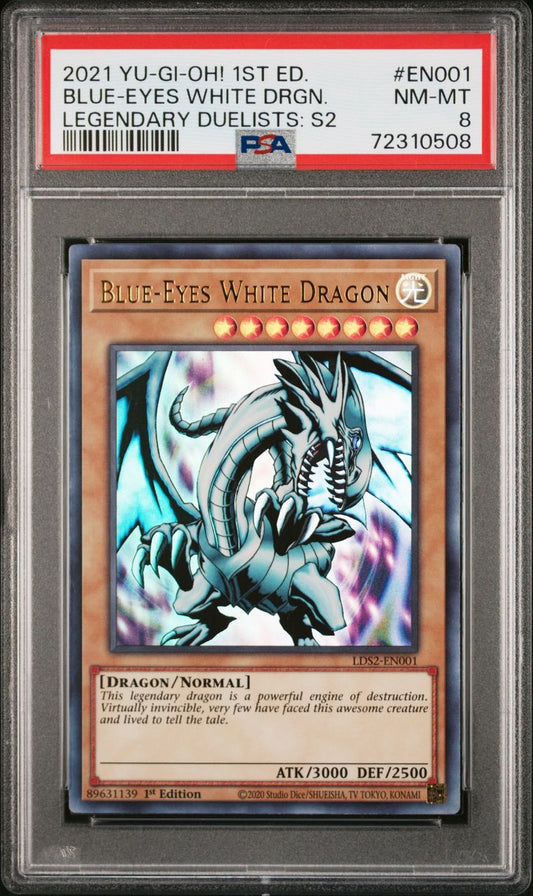 2021 Blue-Eyes White Dragon 1st Edition Legendary Dualist PSA 8