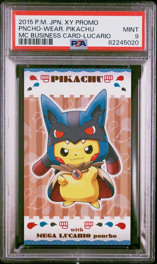 2015 JPN. XY Promo Poncho Wearing Pikachu Lucario PSA 9