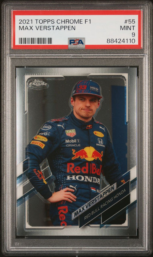 2021 Topps Chrome F1 Max Verstappen PSA 9