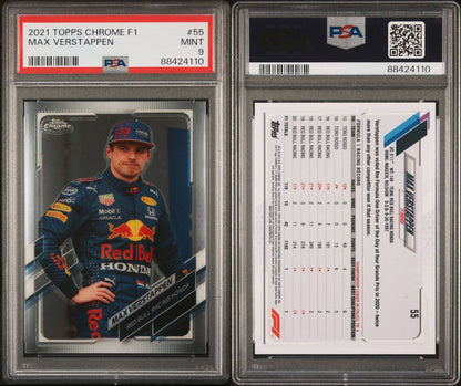 2021 Topps Chrome F1 Max Verstappen PSA 9