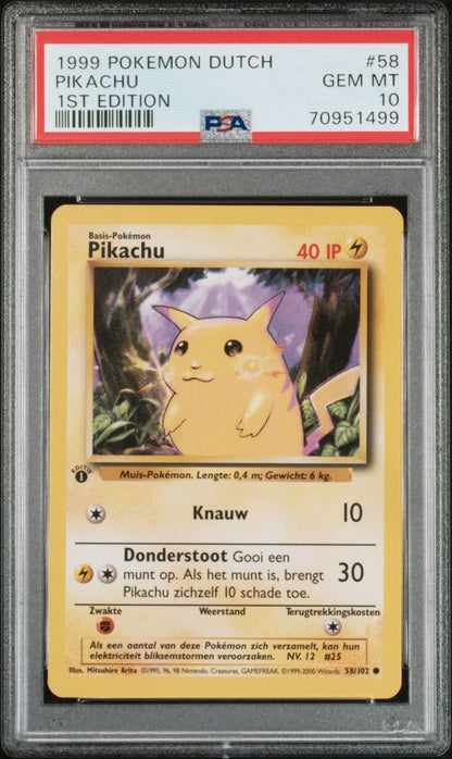 1999 Dutch Pikachu 1st edition PSA 10