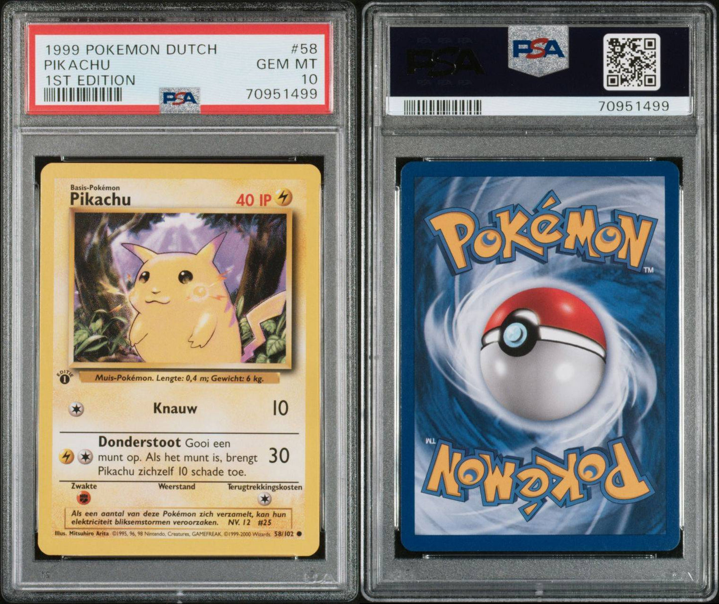 1999 Dutch Pikachu 1st edition PSA 10