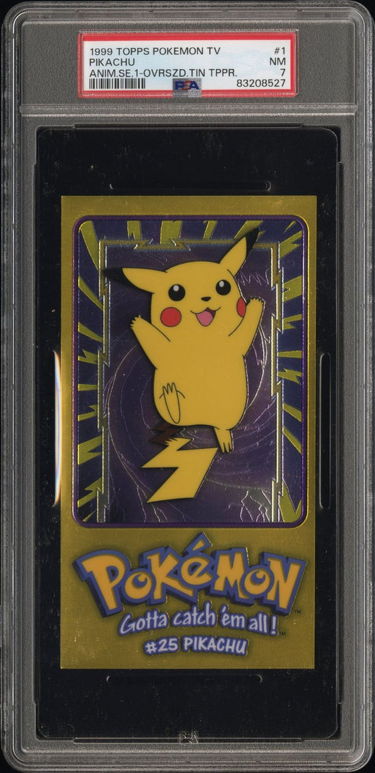 1999 Topps Pokemon TV Tin Topper Pikachu PSA 7