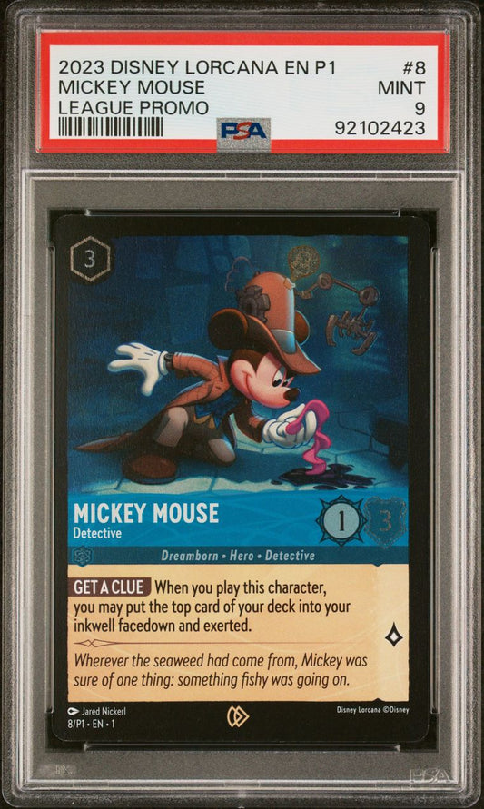 2023 Disney Lorcana EN P1 Mickey Mouse League Promo PSA 9