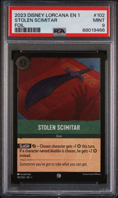 2023 Disney Lorcana EN1 Stolen Scimitar Foil PSA 9