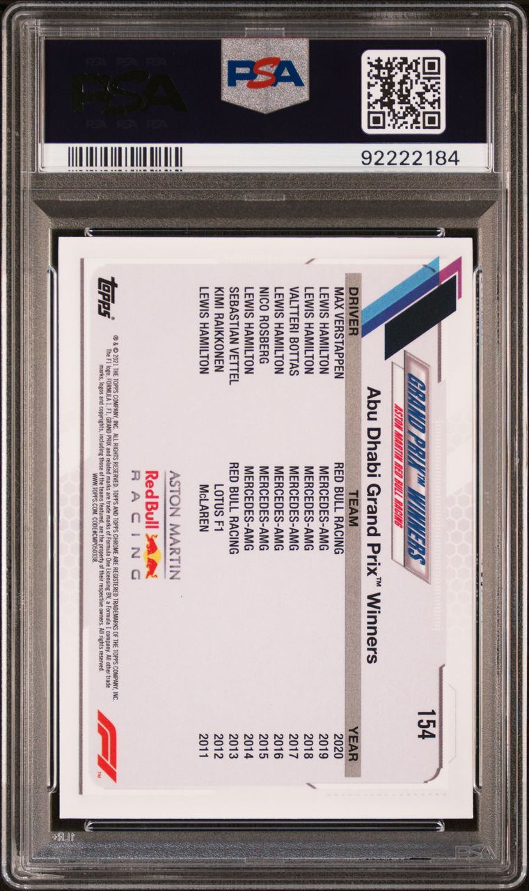 2021 Topps Chrome F1 Max Verstappen Sapphire Edition PSA 9