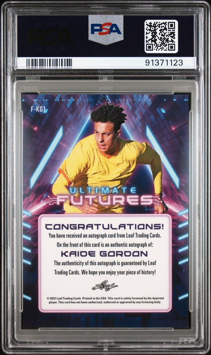 2022 Leaf Ultimate Kaide Gordon 4/5 AUTO PSA 9