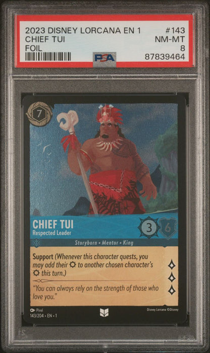 2023 Disney Lorcana EN1 Chief Tui Foil PSA 8