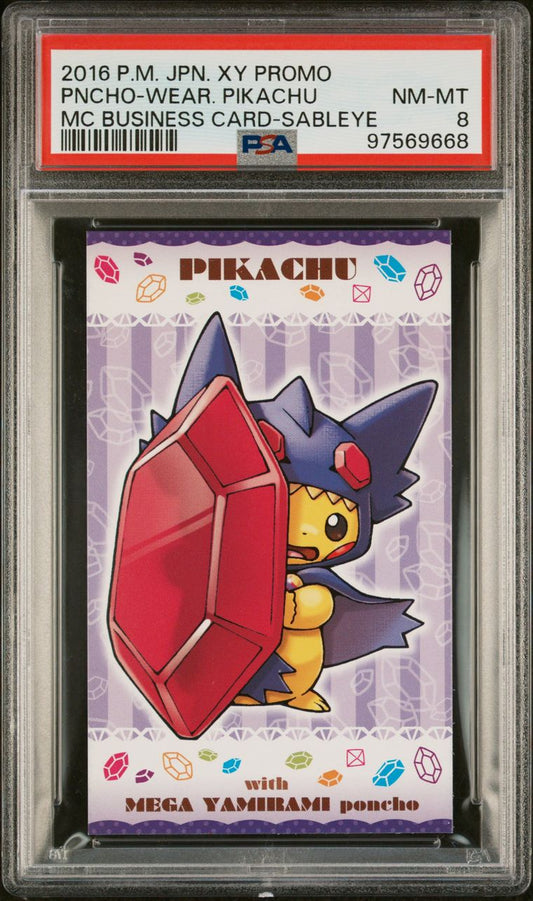 2016 JPN. XY Promo Poncho Wearing Pikachu Yamirami PSA 8