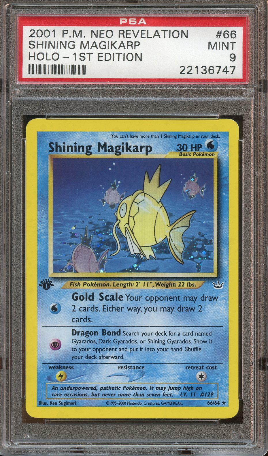 2001 Shining Magikarp 1st Ed. PSA 9