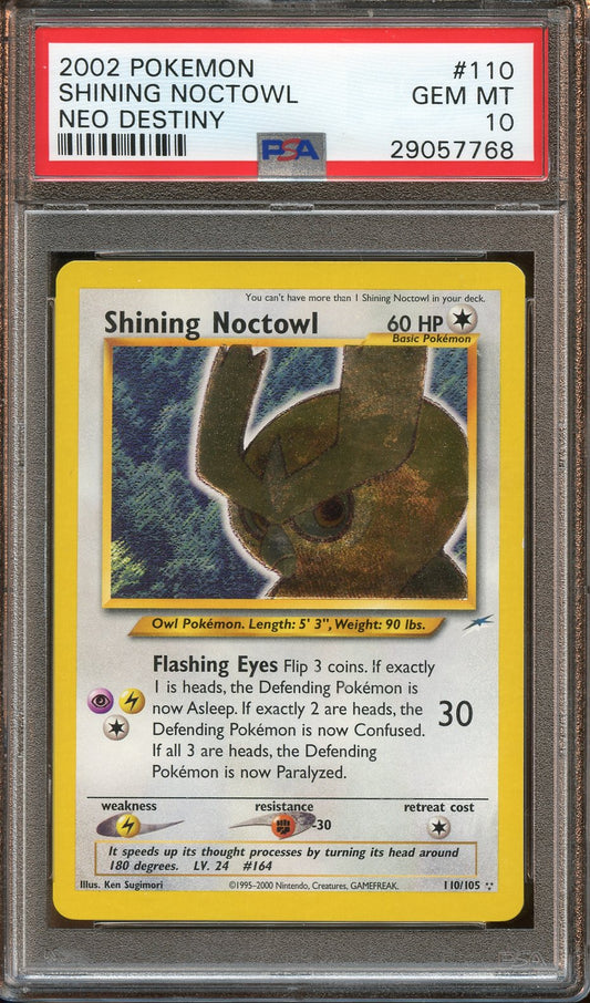 2002 Shining NOCTOWL PSA 10 GEM MINT