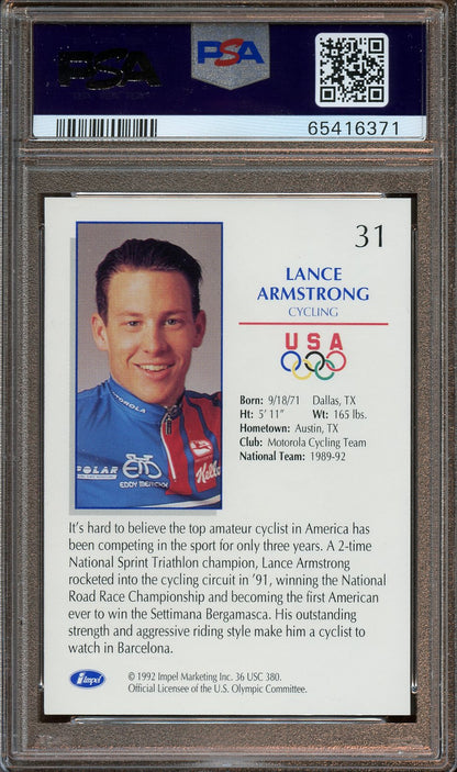 1992 Impel Olympicards Lance Armstrong ROOKIE cycling PSA 10