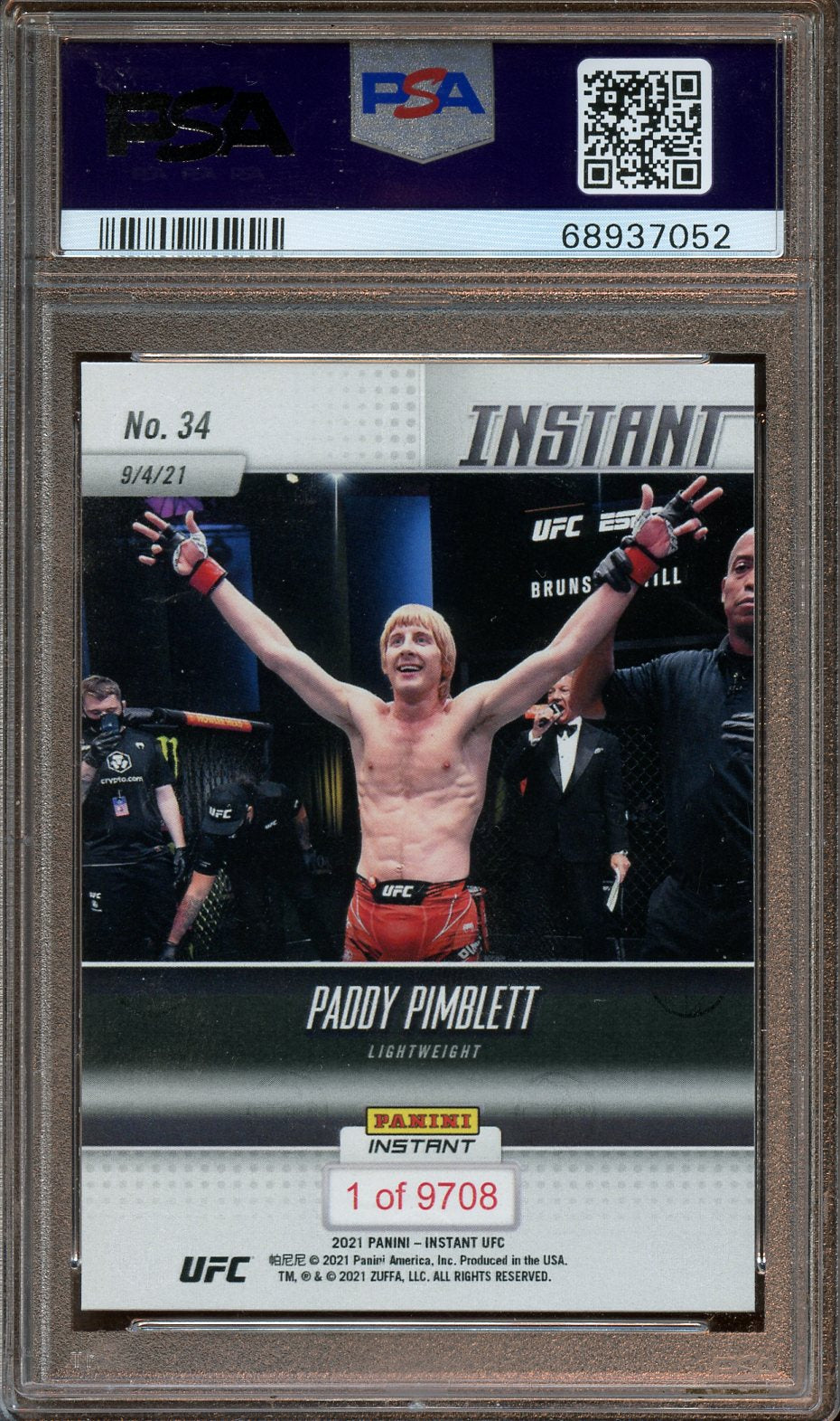 2021 Panini Instant UFC Paddy Pimblett ROOKIE PSA 9