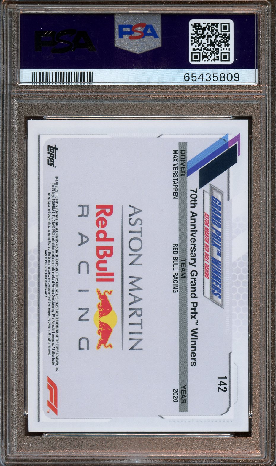 2021 Topps Chrome Formula 1 Max Verstappen Checker flag refractor PSA 9