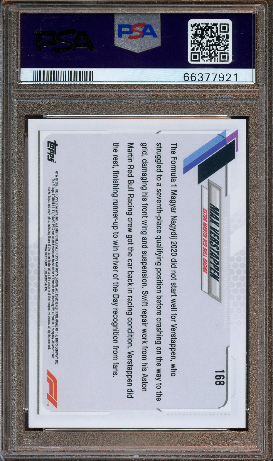 2021 Topps Chrome Formula 1 Max Verstappen Purple/Green refractor PSA 10