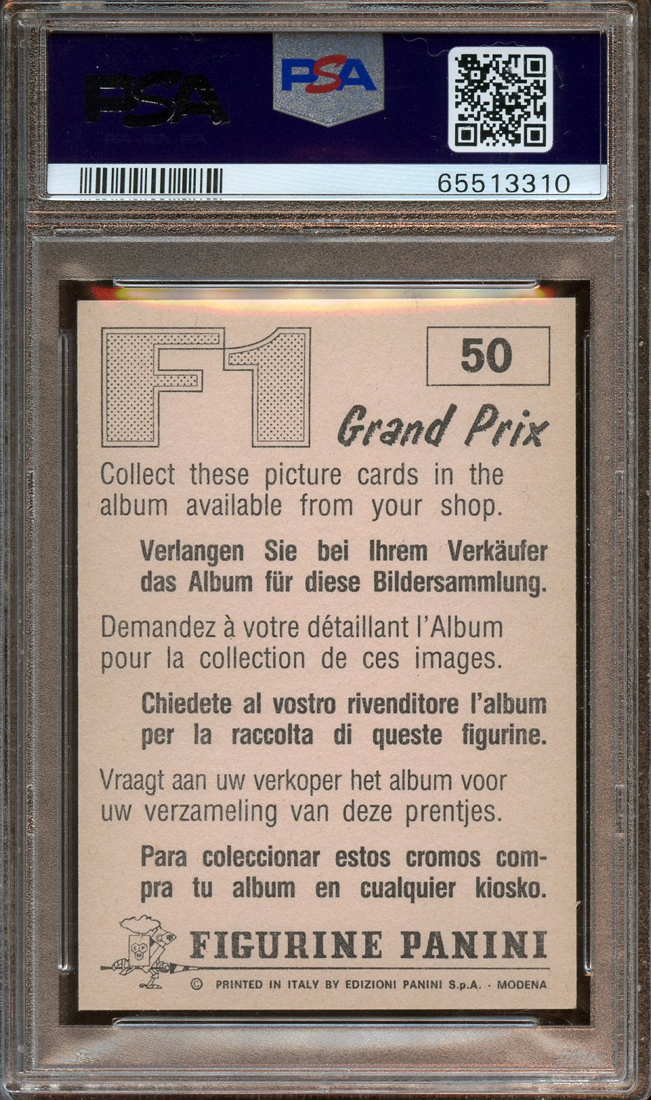 1980 Panini F1 Grand Prix Nelson Piquet PSA 5