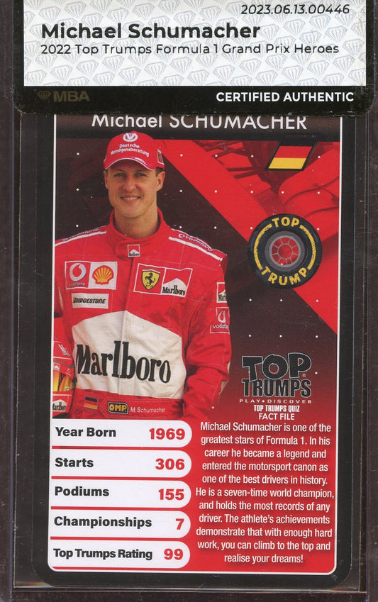 2022 Top Trumps Formula 1 Grand Prix Heroes Michael Schumacher MBA Certified Authentic