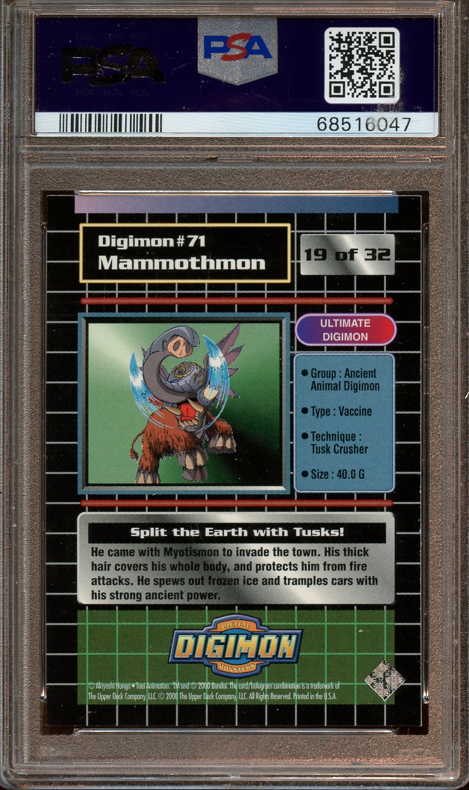 2000 Digimon Mammothmon series 2 - Silver PSA 9