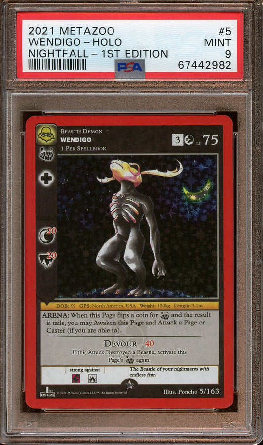 2021 MetaZoo Wendigo Holo Nightfall 1st Ed. PSA 9