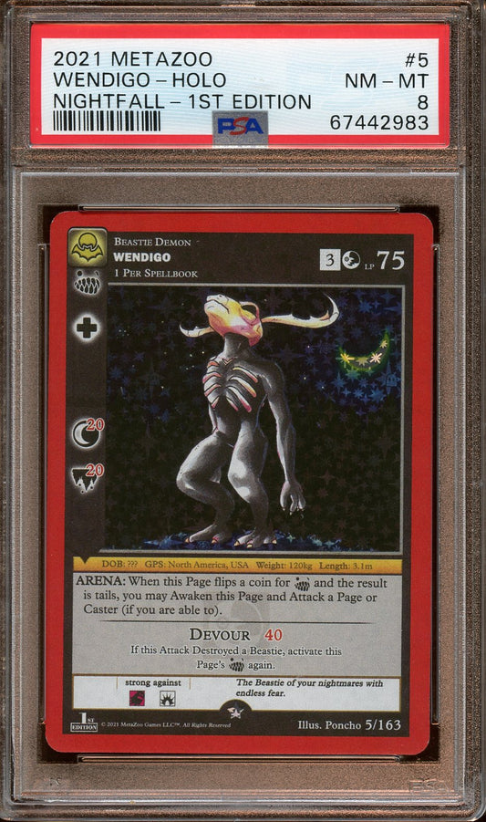 2021 MetaZoo Wendigo Holo Nightfall 1st Ed. PSA 8