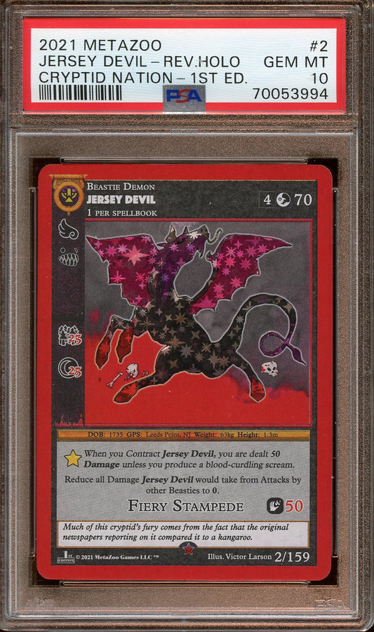 2021 MetaZoo Jersey Devil Rev. Holo Cryptid Nation 1st Ed. PSA 10