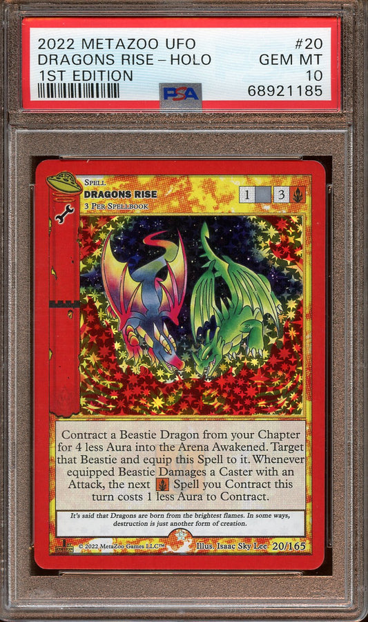 2022 MetaZoo Dragons Rise - Holo UFO 1st Ed. PSA 10