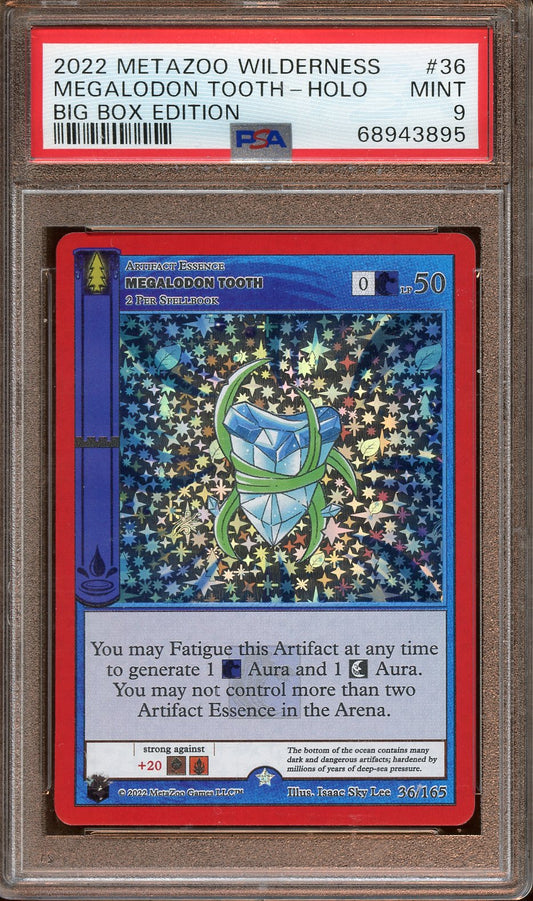 2022 MetaZoo Megalodon Tooth Holo Big Box Edition PSA 9