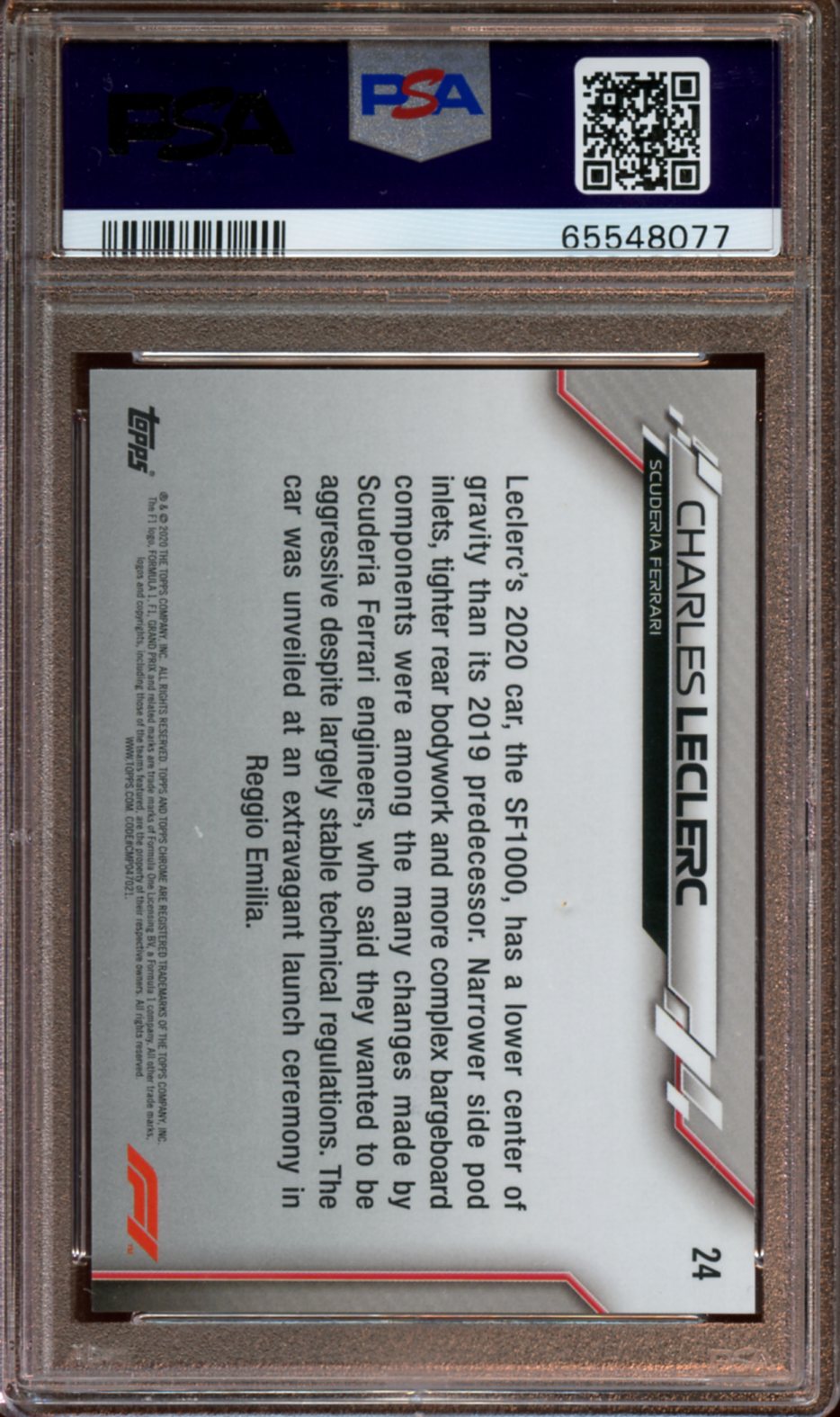 2020 Topps Chrome F1 Charles Leclerc Sapphire Edition PSA 9