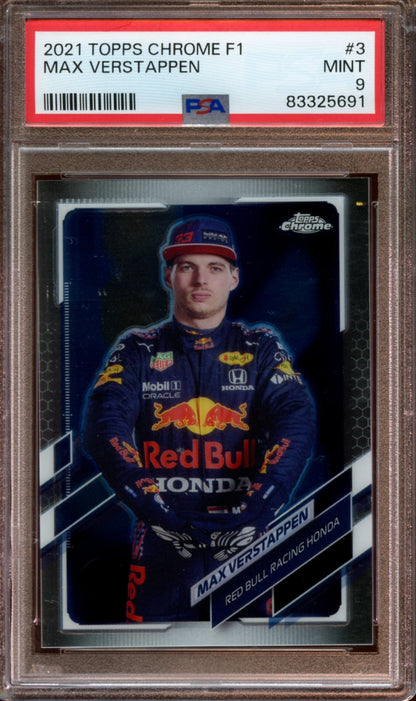 2021 Topps Chrome F1 Max Verstappen PSA 9